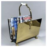 Brass Magazine Rack With Ceramic Handle