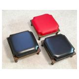 Three Upholstered Wooden Footstools