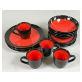 Sango Sunset 8050 Red and Black Dinnerware Set