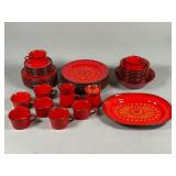Poppytrail Medallion Red Dinnerware Set