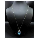 Faceted Crystal Pendant Necklace With Chain