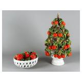 Italian Ceramic Fruit Tree and Basket