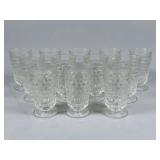 12 Clear Cut Glass Footed Tumblers