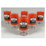 Six Glass Tumblers with Vintage Pringles Logo