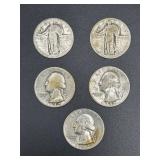 Standing Liberty and Silver Washington Quarters