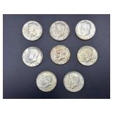 8 Kennedy 40% Silver Half Dollars