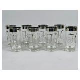 8 Glass Tumblers with Silver 'K' Monogram