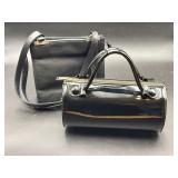 Two Black Handbags, Vinyl and Leather