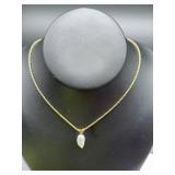 14K Yellow Gold Chain with Pearl Pendant
