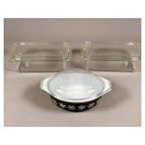 Pyrex Glassware Lot with Snowflake Dish