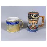 Two Ceramic Mugs; Hand-Painted Italian