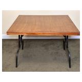 Wood-Top Table with Metal Folding Legs