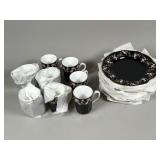 Black Porcelain Dishware Set with Floral Design