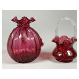 Cranberry Glass Vessels with Details
