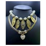 Gold-Tone Necklaces, Leaf and Heart Designs