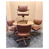 Wood Dining Table with Leaf and 4 Rolling Chairs