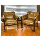 Horizons Inc. Leather Armchairs on Casters