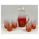 Red Ombre Glass Pitcher and Tumbler Set