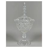 Cut Glass Lidded Compote Dish with Finial