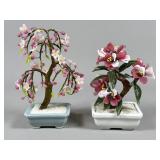 Japanese Ceramic Floral Bonsai Sculptures