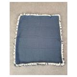 Hand-Crocheted Blue Throw With Ruffled Edge
