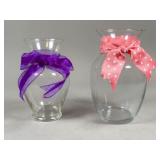 Clear Glass Vases with Decorative Ribbons