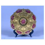 Gold-Toned Embossed Plate with Stand