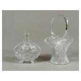 Cut Glass Covered Dish and Basket