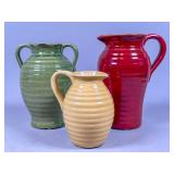Three Glazed Ceramic Pitchers