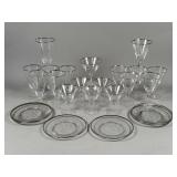 Silver Rimmed Crystal Stemware and Plates