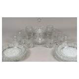 Pressed Glass Mugs, Plates, and Server