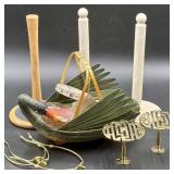 Duck Basket, Paper Towel Stands, Brass Hangers