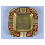 Square Brass Tray with Enamel Trim