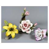 Porcelain and Metal Floral Figurines