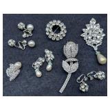 Rhinestone and Faux Pearl Jewelry