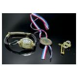 Vintage Watch, Greek Pin, Eiffel Tower Souvenir