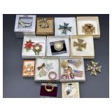 Patriotic, Holiday, and Cross Brooches