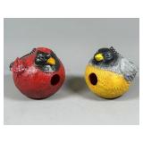 Painted Birdhouse Sculptures With Chains