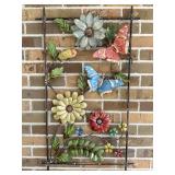 Metal Wall Art with Floral and Butterfly Motif