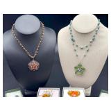 Beaded and Glass Flower Motif Jewelry