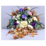 Floral Centerpiece with Orange Faux-Foliage