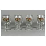 Four Glass Mugs with Holiday Design