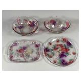 Pressed Glass Fruit-Decorated Serving Dishes