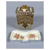 Decorative Ceramic Jar and Floral Dish