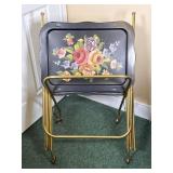 4 Metal TV Trays with Floral Design