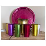 Colorful Metal Drinkware Set With Tray