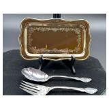 Gold Plated Tray and Silver Plated Utensils