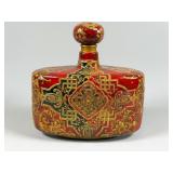 Red and Gold Lacquered Bottle with Stopper