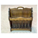 Wood Magazine Rack With Turned Spindles
