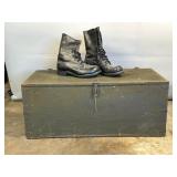 Vintage Military Foot Locker, Boots and Thermals